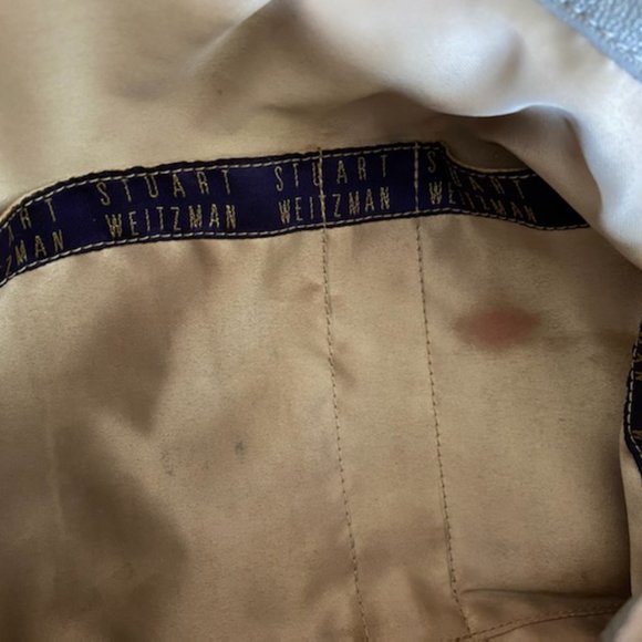 Vintage STUART WEITZMAN * Gray & SILVER Satchel PURSE + logo DUSTBAG * pockets - Picture 11 of 16